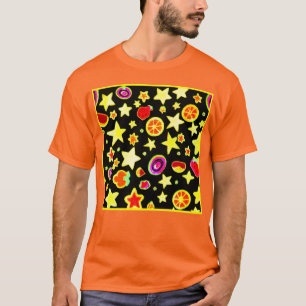 Vibranend farbiges Explosionssternmuster T-Shirt