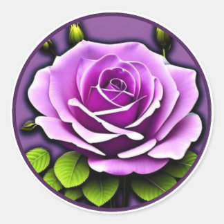 Vibranend Große Lila Rose Blumenbilder Runder Aufkleber