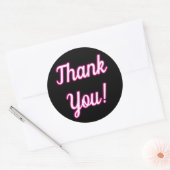 Vibranend Hot Pink Neon Glow Danke Labels Black Runder Aufkleber (Umschlag)