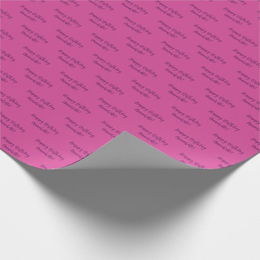 Vibranend Pink Happy Birthday Name! Geschenkpapier (Ecke)