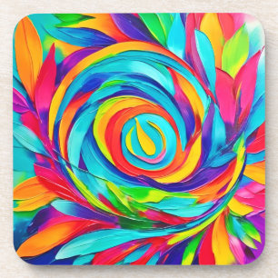 Vibranend Psychedelic Floral Spiral Painting Getränkeuntersetzer
