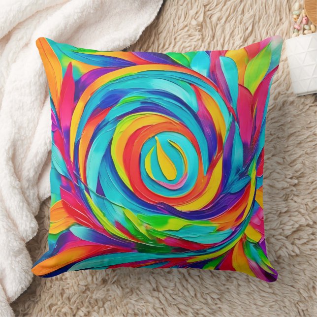 Vibranend Psychedelic Floral Spiral Painting Kissen (Decke)