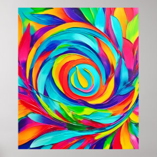 Vibranend Psychedelic Floral Spiral Painting Poster