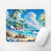 Vibranend Tropical Island Beach Watercolor Mousepad (Mit Mouse)