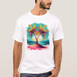 Vibranend Tropical Palm Tree Illustration T-Shirt