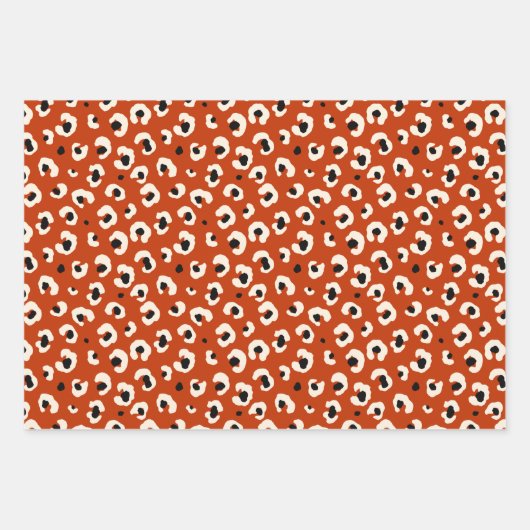 Vibranff Bold Red Leopard Stylish Animal Print Geschenkpapier Set (Vorderseite 3)