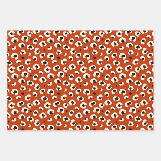 Vibranff Bold Red Leopard Stylish Animal Print Geschenkpapier Set (Vorderseite 2)