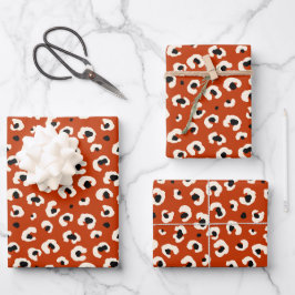 Vibranff Bold Red Leopard Stylish Animal Print Geschenkpapier Set