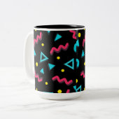 Vibraning 80er Memphis Style Geometric Seamless Pa Zweifarbige Tasse (Vorderseite Links)