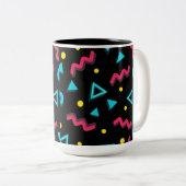 Vibraning 80er Memphis Style Geometric Seamless Pa Zweifarbige Tasse (VorderseiteRechts)
