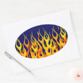 Vibraning Racing Flammen auf Navy Blue Ovaler Aufkleber (Umschlag)