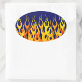 Vibraning Racing Flammen auf Navy Blue Ovaler Aufkleber (Tasche)