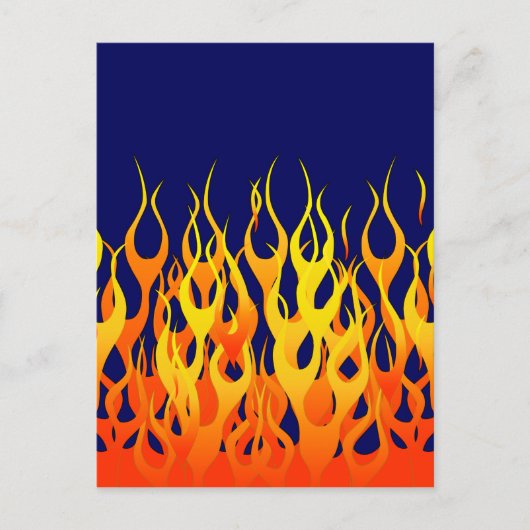 Vibraning Racing Flammen auf Navy Blue Postkarte (Vorderseite)