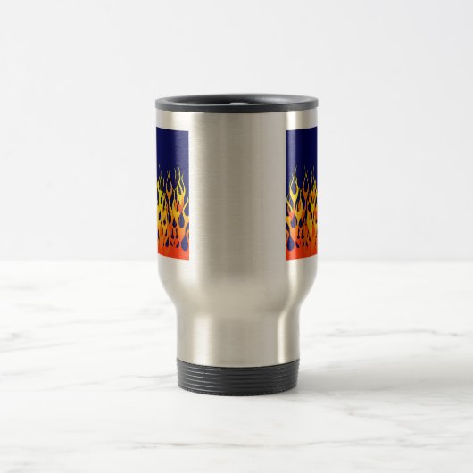 Vibraning Racing Flammen auf Navy Blue Reisebecher (Mittel)