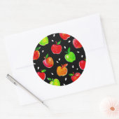 Vibraning Watercolor Apples Muster Runder Aufkleber (Umschlag)