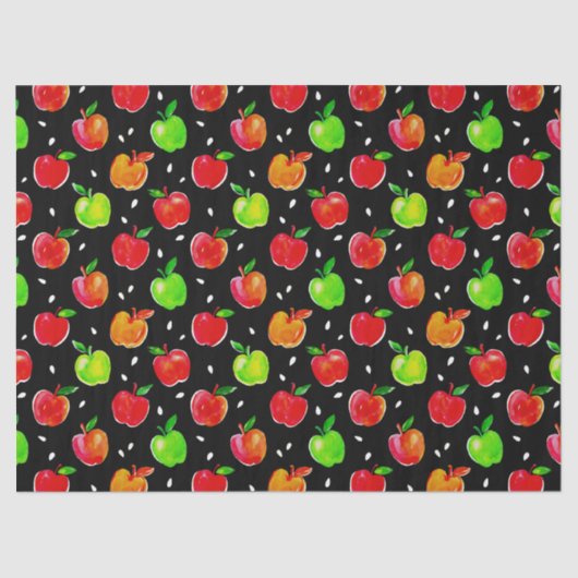 Vibraning Watercolor Apples Muster Seidenpapier (Vorderseite)