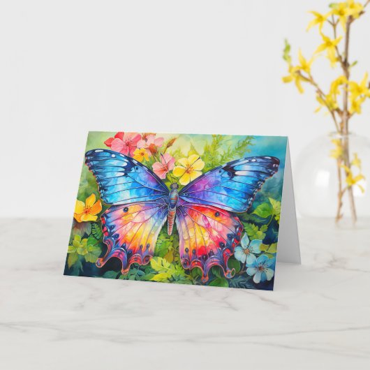 Vibranly Adorable Butterfly Art Happy Birthday Karte (Gelbe Blume)