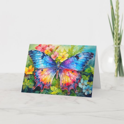 Vibranly Adorable Butterfly Art Happy Birthday Karte (Vorderseite)