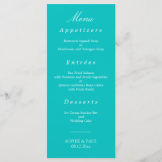 Vibranly Aqua Wedding Menu Menükarte