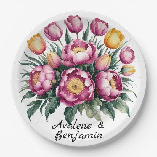 Vibranly Bloral Harmony Wedding Pappteller (Vorderseite)