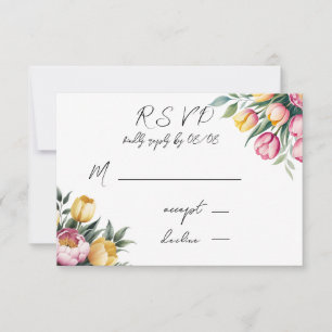 Vibranly Bloral Harmony Wedding RSVP Karte