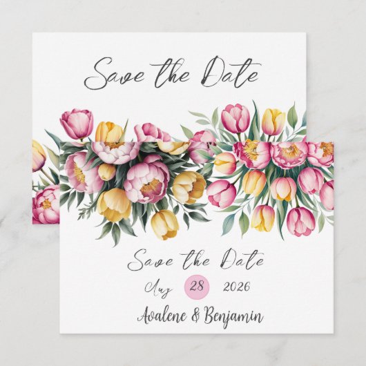 Vibranly Bloral Harmony Wedding Save The Date (Vorne/Hinten)