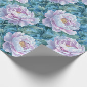 Vibranly Blue and Pink Peony Floral Geschenkpapier (Ecke)