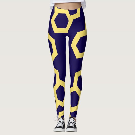 Vibranly Blue Honey Zuhause Pattern Leggings (Vorderseite)