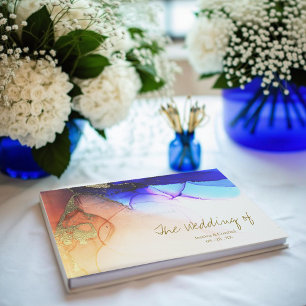 Vibranly Blue Orange Wedding Gästebuch