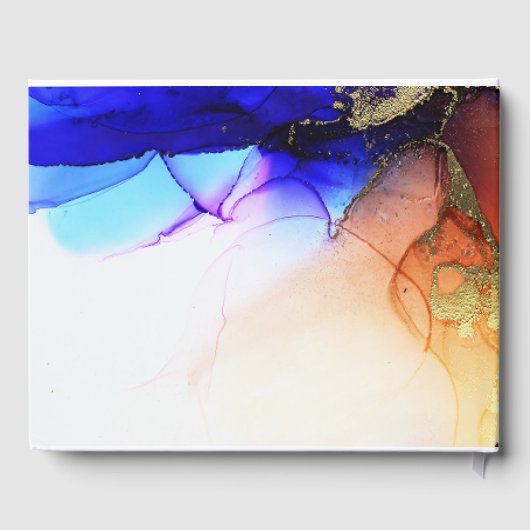 Vibranly Blue Orange Wedding Gästebuch (Rückseite)