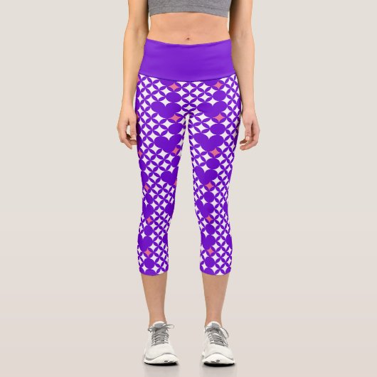 Vibranly Blue Pattern Trendy Capri Leggings (Vorderseite)