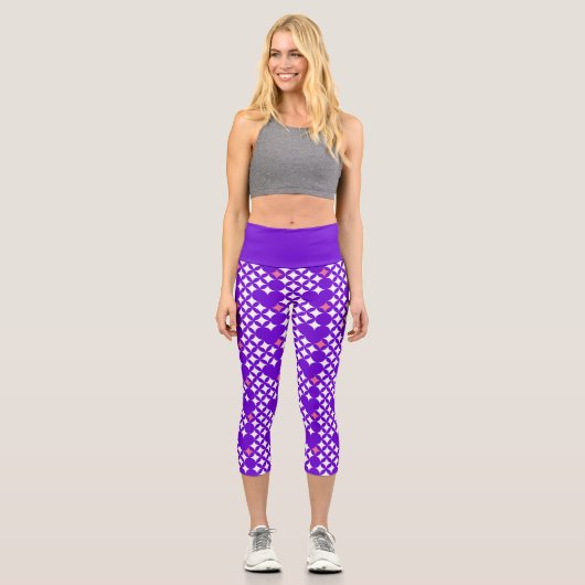 Vibranly Blue Pattern Trendy Capri Leggings (Vorderseite)
