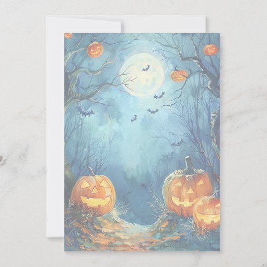 Vibranly Blue Pumpkin Halloween Einladung (Rückseite)