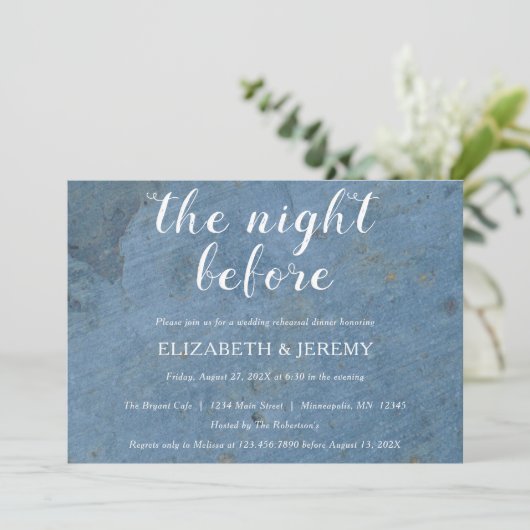 Vibranly Blue Textured Probe Dinner Einladung (Stehend Vorderseite)