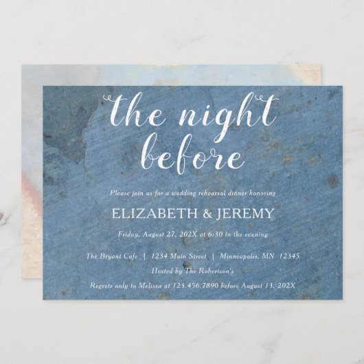 Vibranly Blue Textured Probe Dinner Einladung (Vorne/Hinten)