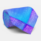 Vibranly Blue und Lila Square Muster Krawatte (Gerollt)