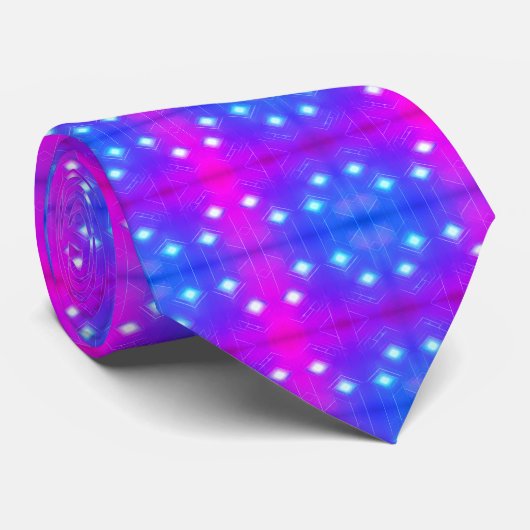 Vibranly Blue und Pink Neck Tie Krawatte (Gerollt)