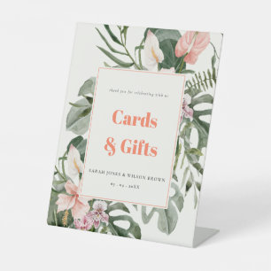 Vibranly Blush Boho Tropical Floral Wedding Custom Sockelschild