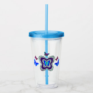 Vibranly Butterflies Acrylic Tumbler Acryltrinkbecher