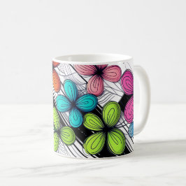 Vibranly Doodle floral Art - Farbenfrohe Mode Kaffeetasse