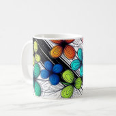 Vibranly Doodle floral Art - Farbenfrohe Mode Kaffeetasse (Vorderseite Links)