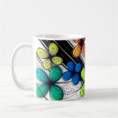 Vibranly Doodle floral Art - Farbenfrohe Mode Kaffeetasse (Links)