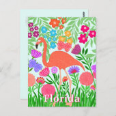 Vibranly floral Garden Flamingo Design Postkarte (Vorne/Hinten)