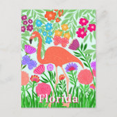 Vibranly floral Garden Flamingo Design Postkarte (Vorderseite)