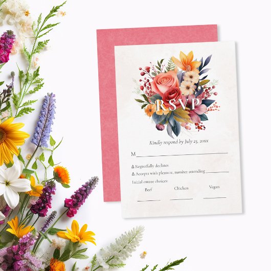 Vibranly Florals Watercolor UAWG RSVP Karte