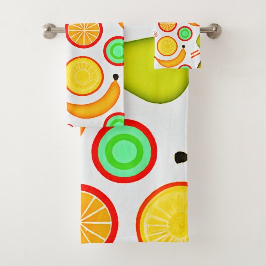 Vibranly Fruity Kaleidoscope Pattern Badhandtuch Set (Insitu)