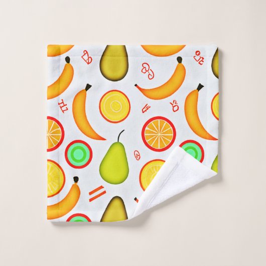 Vibranly Fruity Kaleidoscope Pattern Badhandtuch Set (Waschlappen)