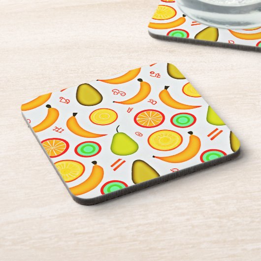 Vibranly Fruity Kaleidoscope Pattern Getränkeuntersetzer (Linke Seite)