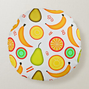 Vibranly Fruity Kaleidoscope Pattern Rundes Kissen