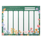 Vibranly Garden Floral Weekly Planer Notepad Green Notizblock (Vorderseite)